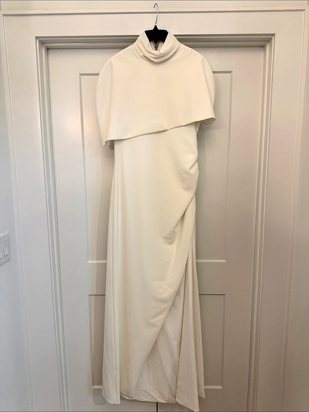 Brandon Maxwell Maxi Cape Dress White Size 14 NWT
